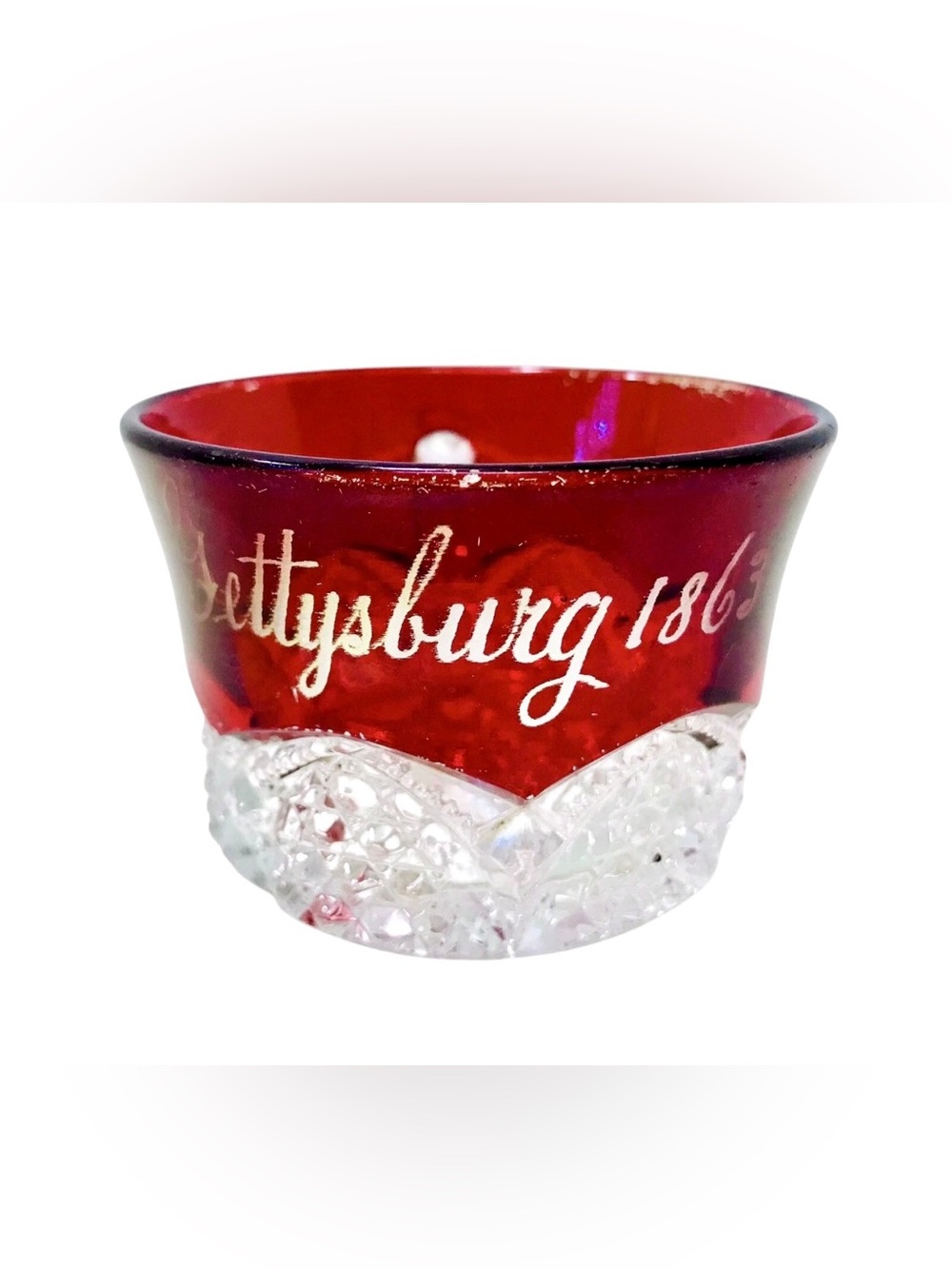 Duncan & Miller Antique Ruby Red Flashed Glass Gettysburg 1863 Button Arches Cup